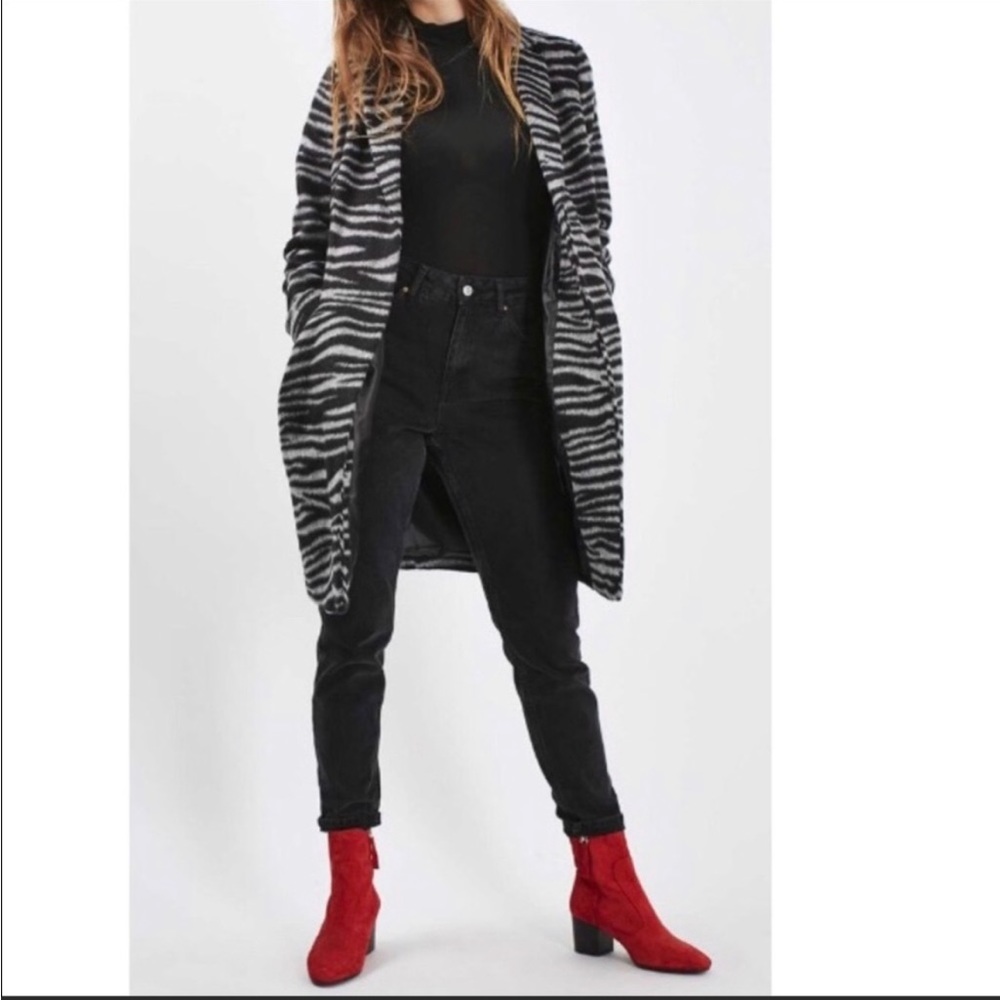 Topshop Wool-Blend Zebra Coat - Picture 2 of 10